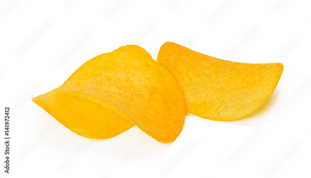 potato chips isolated on white background