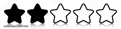 Black two star icon rating with reflection isolated on white background. Vector illustration. EPS10