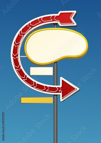 Fifties style roadside sign with copy space for your message