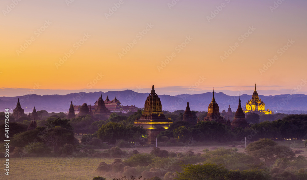 Bagan temple during golden hour