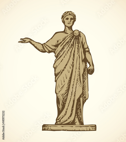 Ancient Roman statue. Vector drawing