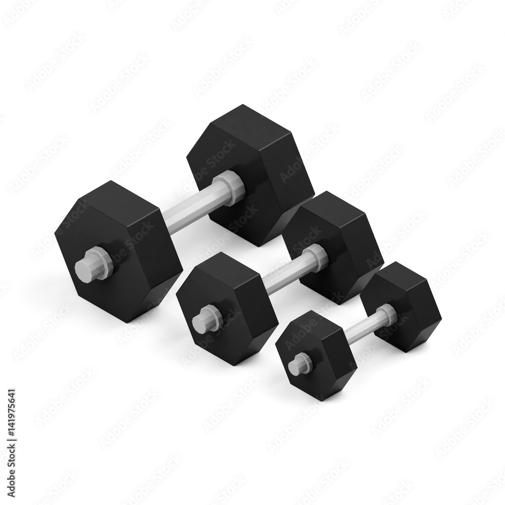 Dumbbell isometric on white background. 3d illustration. Dumbbell isometric on white background. 3d illustration.