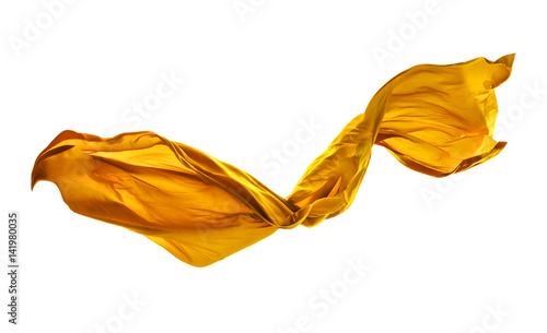 Smooth elegant yellow cloth on white background photo