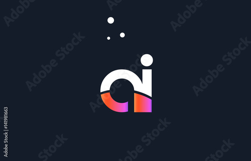 ai a i  pink purple white blue alphabet letter logo icon template