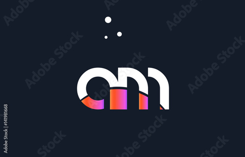 am a m  pink purple white blue alphabet letter logo icon template