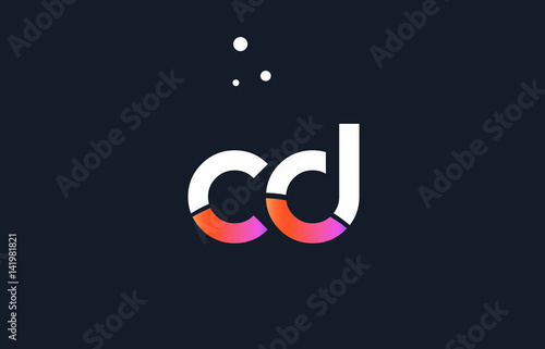cd c d  pink purple white blue alphabet letter logo icon template