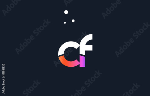 cf c f  pink purple white blue alphabet letter logo icon template