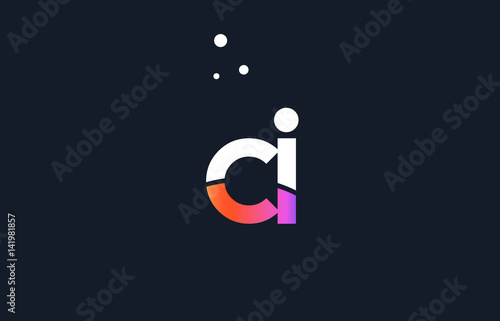 ci c i  pink purple white blue alphabet letter logo icon template