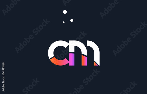 cm c m  pink purple white blue alphabet letter logo icon template