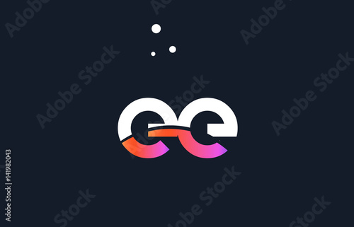 ee e e  pink purple white blue alphabet letter logo icon template