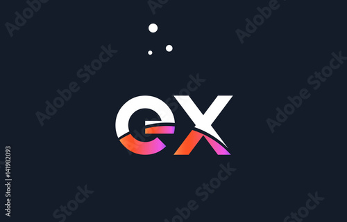 ex e x  pink purple white blue alphabet letter logo icon template