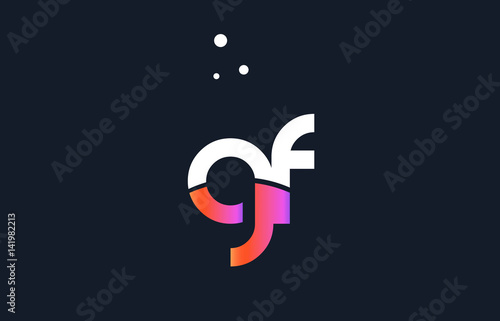 gf g f  pink purple white blue alphabet letter logo icon template