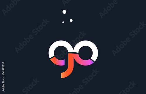 go g o  pink purple white blue alphabet letter logo icon template