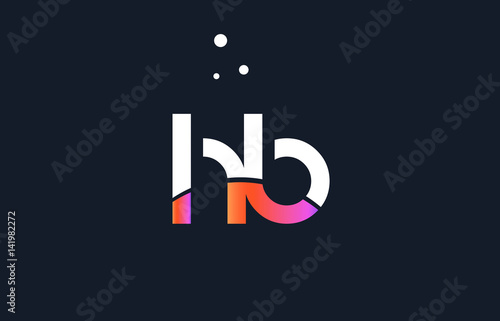 hb h b  pink purple white blue alphabet letter logo icon template