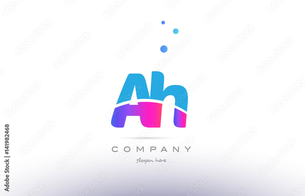 ah a h  pink blue white modern alphabet letter logo icon template