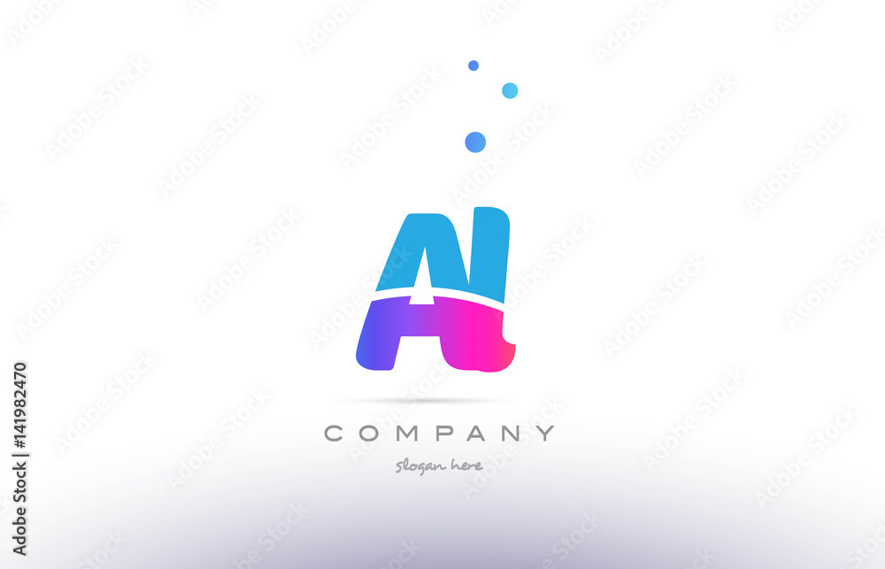 al a l  pink blue white modern alphabet letter logo icon template