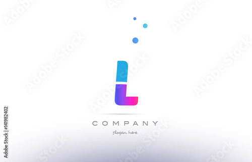 l pink blue white modern alphabet letter logo icon template
