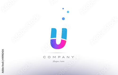 u pink blue white modern alphabet letter logo icon template