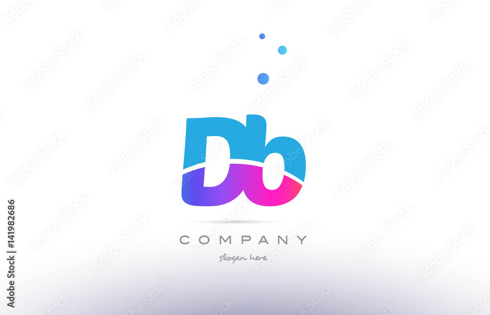 db d b pink blue white modern alphabet letter logo icon template Stock