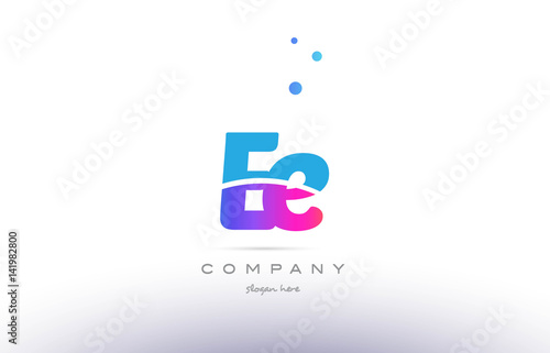 ee e e  pink blue white modern alphabet letter logo icon template