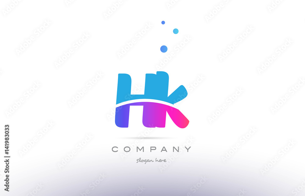 hk h k pink blue white modern alphabet letter logo icon template hk h k pink blue white modern alphabet letter logo icon template