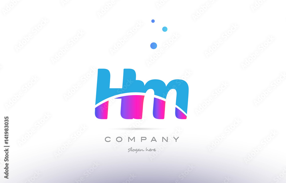 hm h m pink blue white modern alphabet letter logo icon template hm h m pink blue white modern alphabet letter logo icon template