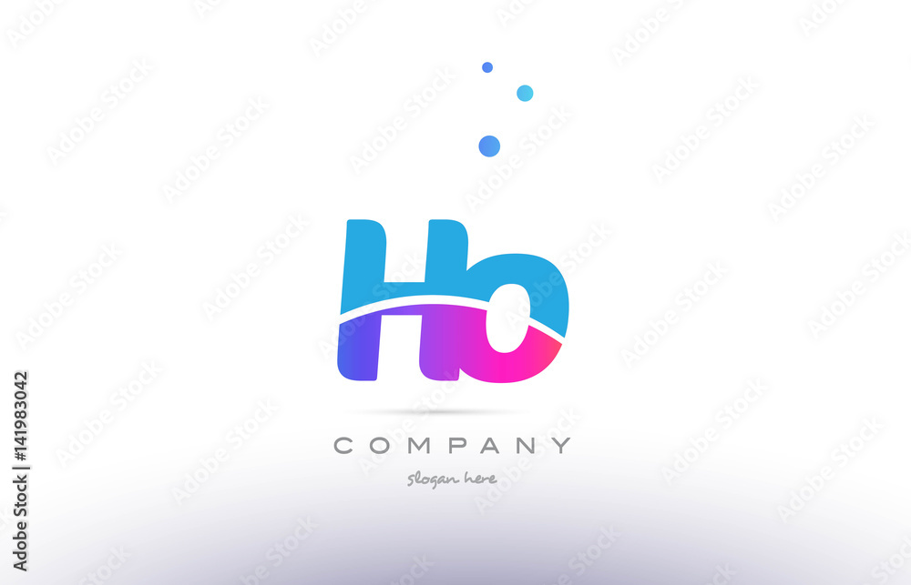 ho h o pink blue white modern alphabet letter logo icon template ho h o pink blue white modern alphabet letter logo icon template