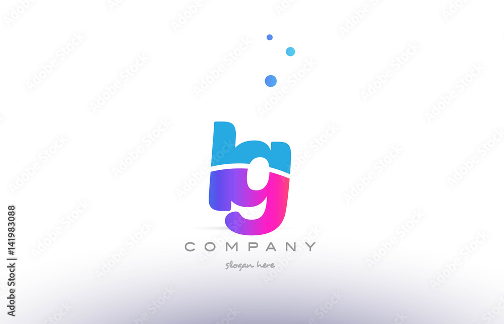 Fototapeta premium ig i q pink blue white modern alphabet letter logo icon template