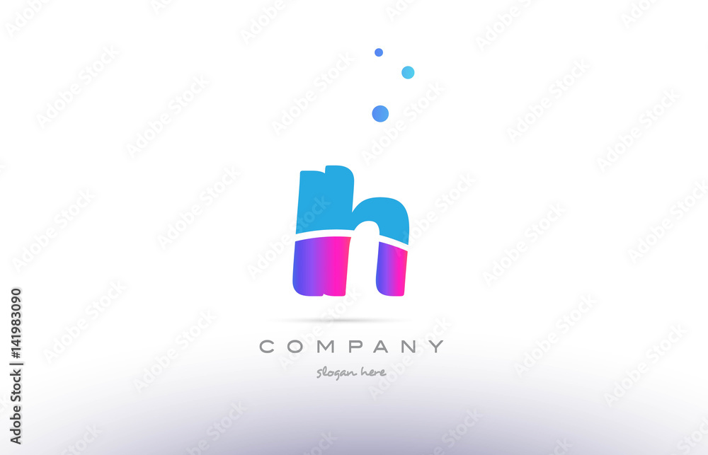 ih i h  pink blue white modern alphabet letter logo icon template