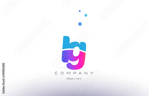 ig i q  pink blue white modern alphabet letter logo icon template