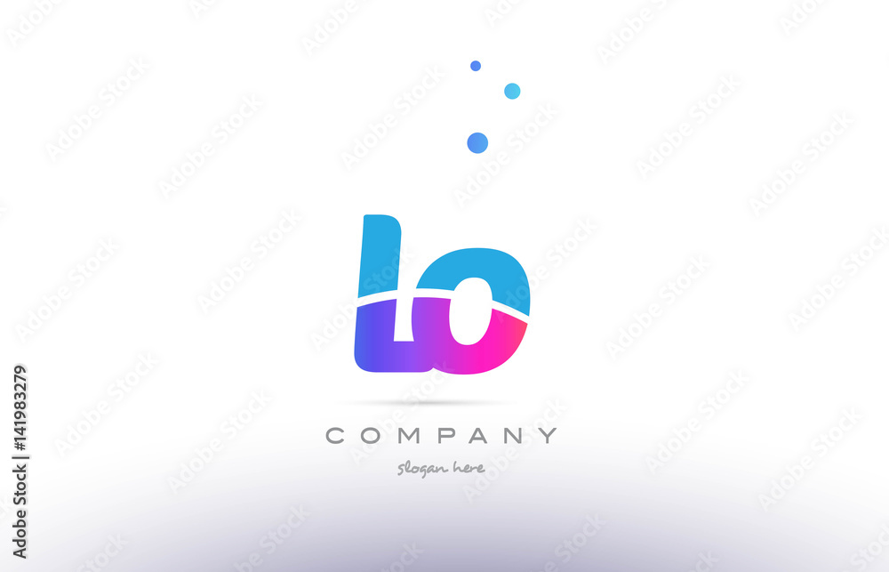 lo l o  pink blue white modern alphabet letter logo icon template