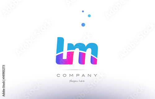 lm l m  pink blue white modern alphabet letter logo icon template