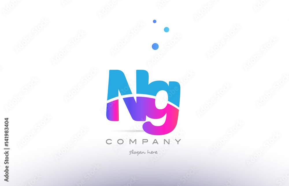 ng n g  pink blue white modern alphabet letter logo icon template