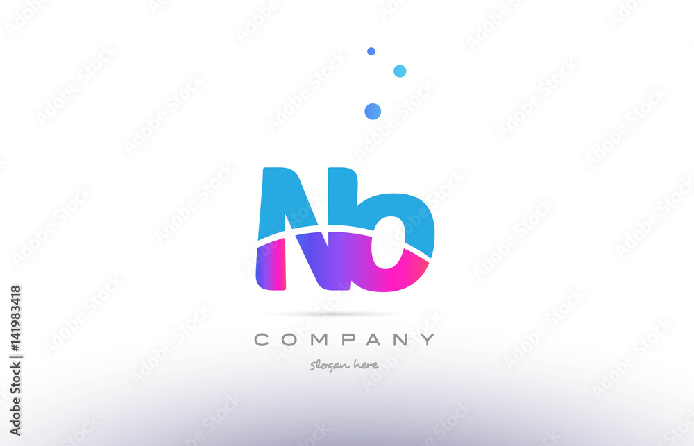 no n o  pink blue white modern alphabet letter logo icon template