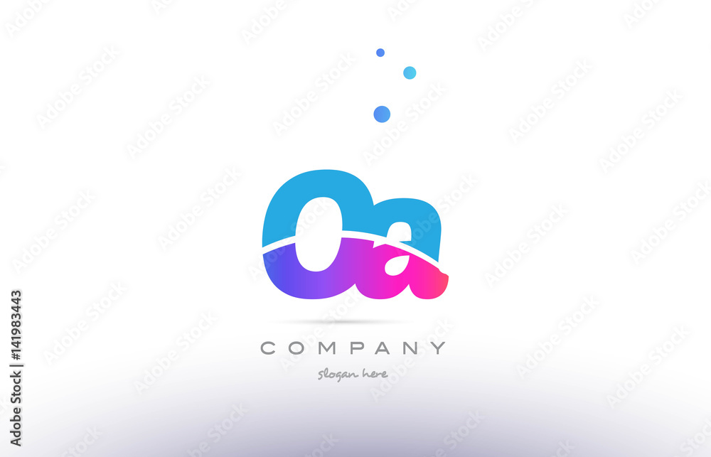 oa o a pink blue white modern alphabet letter logo icon template oa o a pink blue white modern alphabet letter logo icon template