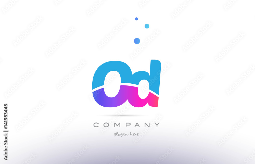 od o d pink blue white modern alphabet letter logo icon template od o d pink blue white modern alphabet letter logo icon template