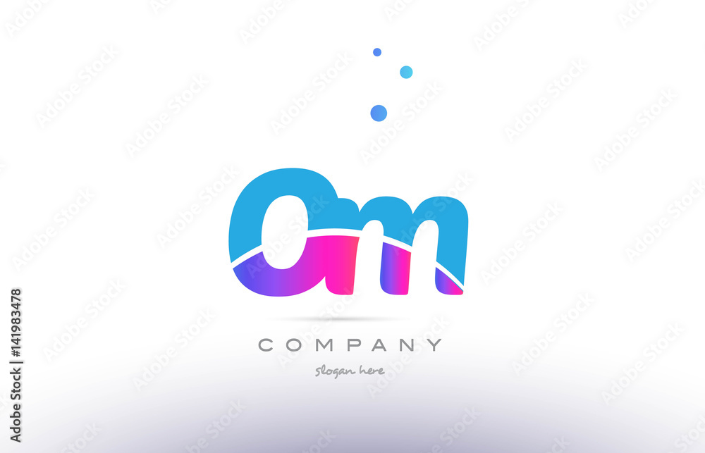 om o m pink blue white modern alphabet letter logo icon template om o m pink blue white modern alphabet letter logo icon template