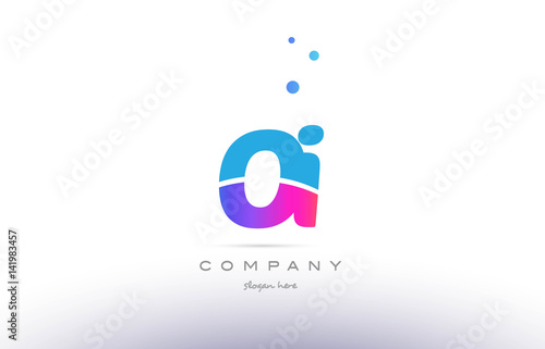 oi o i  pink blue white modern alphabet letter logo icon template