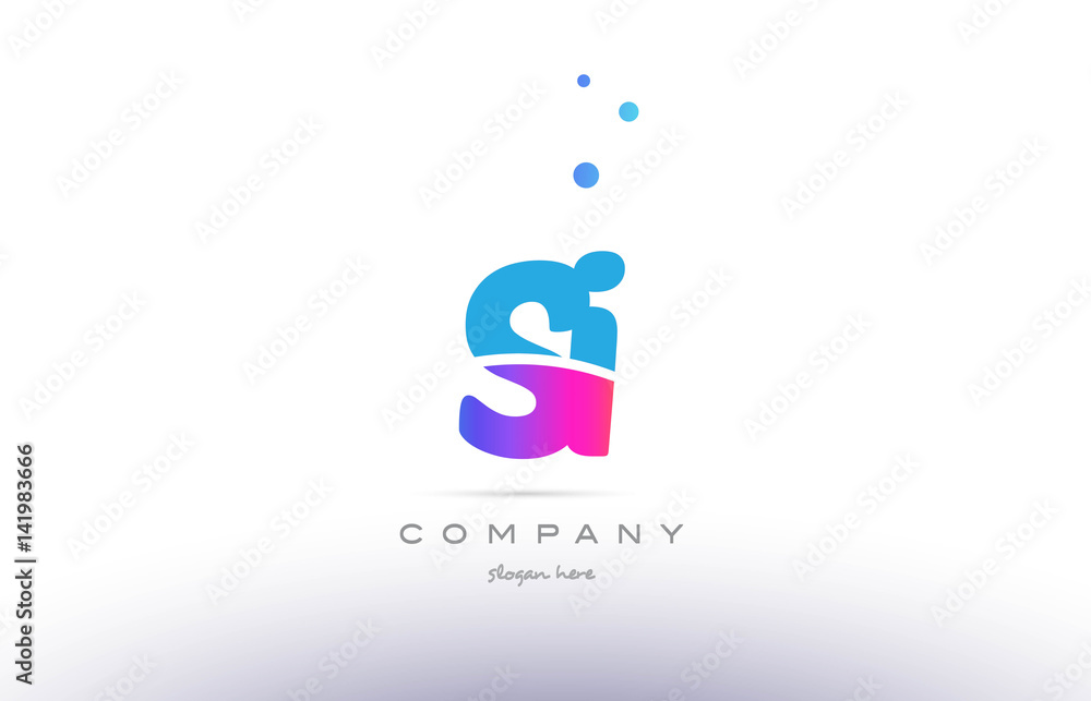 si s i pink blue white modern alphabet letter logo icon template si s i pink blue white modern alphabet letter logo icon template