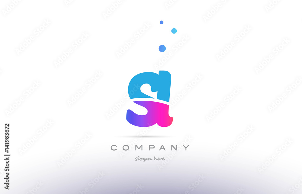 sl s l  pink blue white modern alphabet letter logo icon template