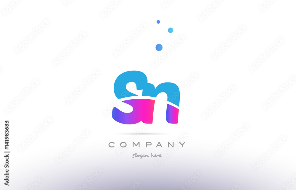 sn s n pink blue white modern alphabet letter logo icon template sn s n pink blue white modern alphabet letter logo icon template
