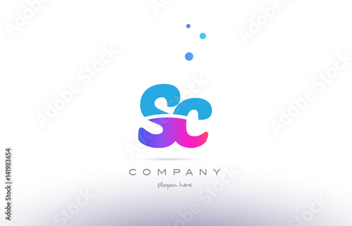 sc s c  pink blue white modern alphabet letter logo icon template