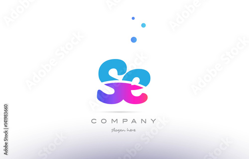 se s e  pink blue white modern alphabet letter logo icon template