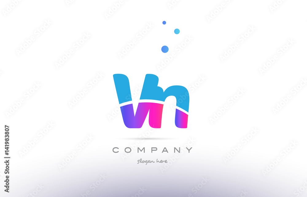 vn v n pink blue white modern alphabet letter logo icon template vn v n pink blue white modern alphabet letter logo icon template