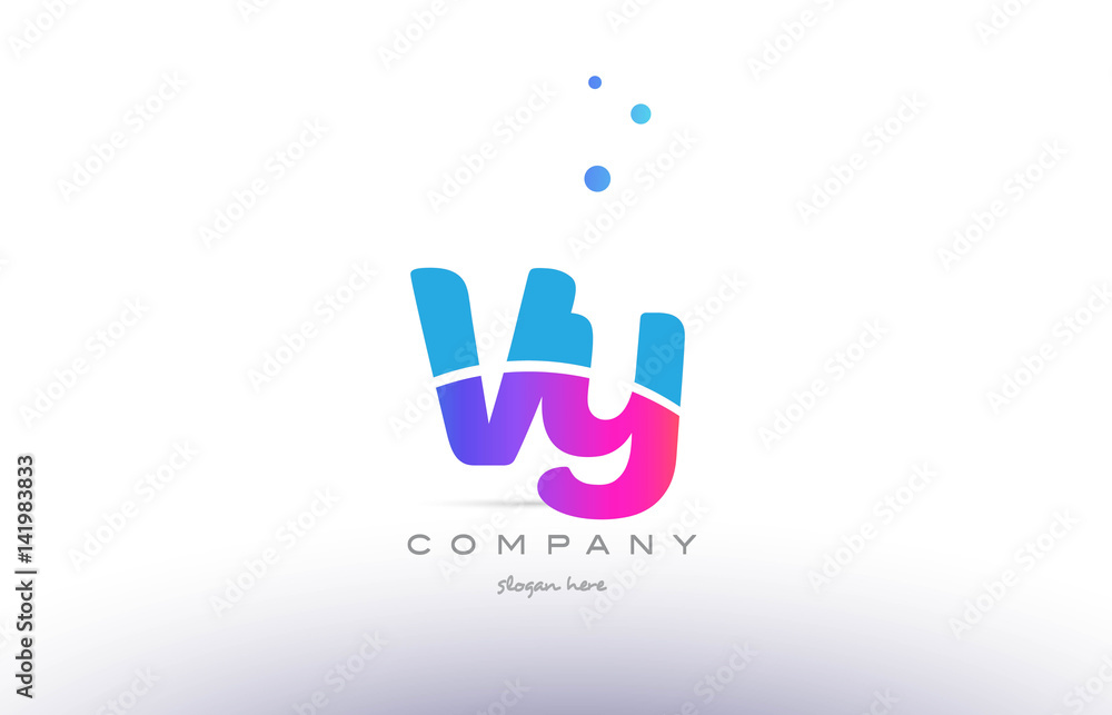Fototapeta premium vy v y pink blue white modern alphabet letter logo icon template