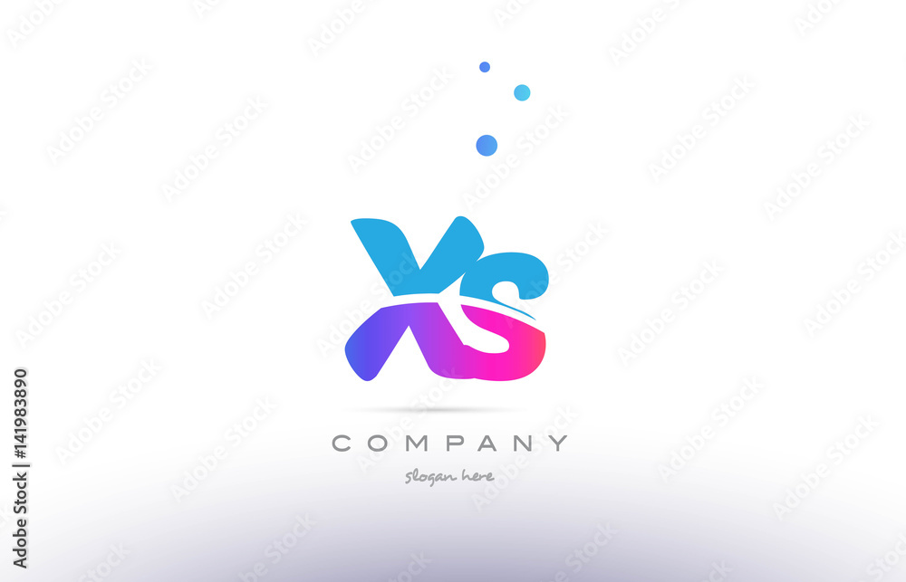 Obraz premium xs x s pink blue white modern alphabet letter logo icon template