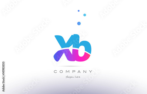 xb x b pink blue white modern alphabet letter logo icon template