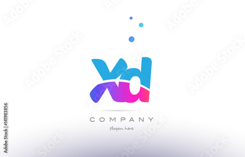 xd x d pink blue white modern alphabet letter logo icon template