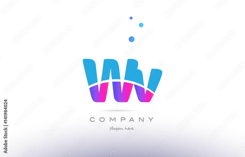 wv w v pink blue white modern alphabet letter logo icon template wv w v pink blue white modern alphabet letter logo icon template