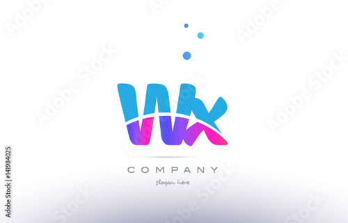 Fototapeta Naklejka Na Ścianę i Meble -  wx w x  pink blue white modern alphabet letter logo icon template